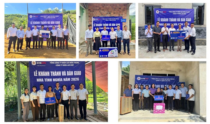 Công ty Điện lực Huế khánh thành, bàn giao 05/05 căn nhà tình nghĩa và quà tặng mỗi gia đình 01 chiếc quạt máy hoặc 01 bếp ga mừng ngày khánh thành nhà mới