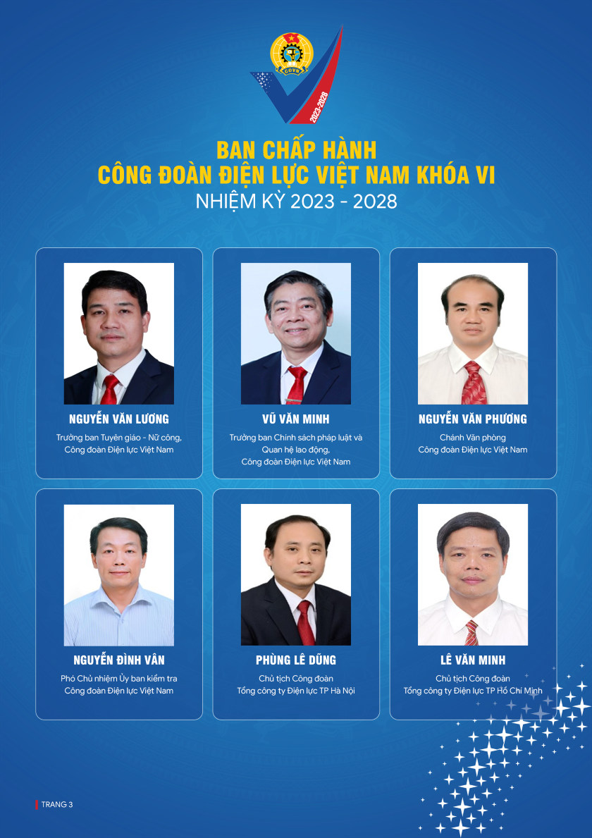 Danh sách Ủy viên Ban Chấp hành  Công đoàn Điện lực Việt Nam khóa VI, nhiệm kỳ 2023 – 2028 2