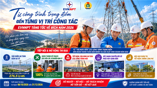 Từ công trình trọng điểm đến từng vị trí công tác: EVNNPT tăng tốc về đích năm 2026