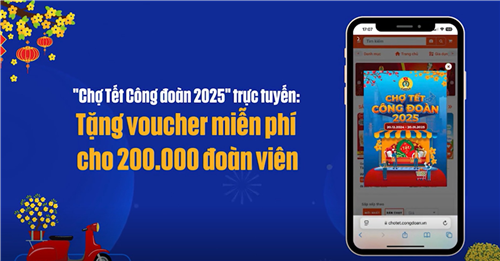 Đoàn viên, người lao động EVNHANOI nhận Voucher mua hàng Chợ Tết Công Đoàn 