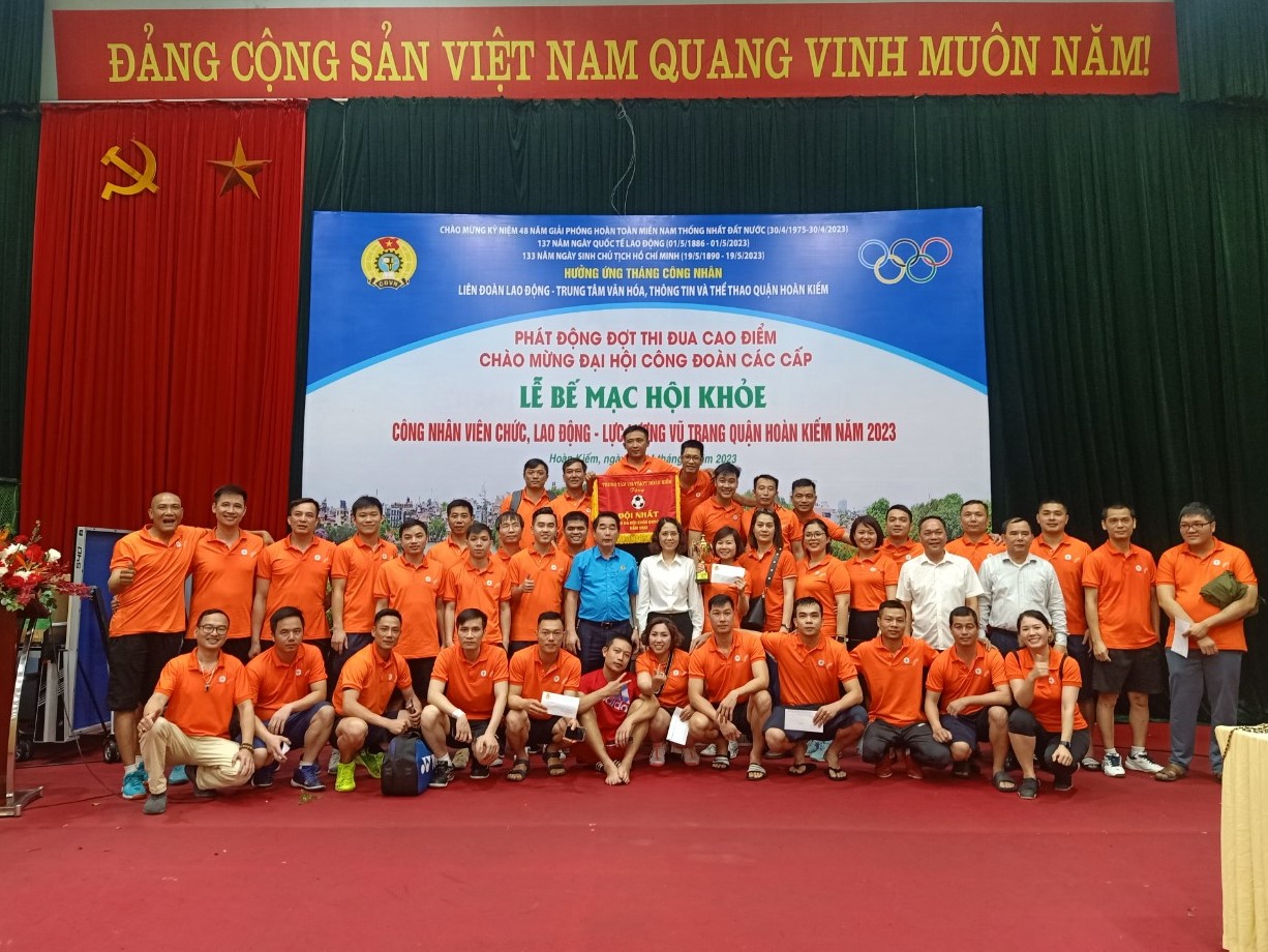 Đoàn VĐV EVNHANOI đoạt nhiều thành tích cao tại Hội khỏe công nhân viên chức, lao động và lực lượng vũ trang quận Hoàn Kiếm năm 2023.