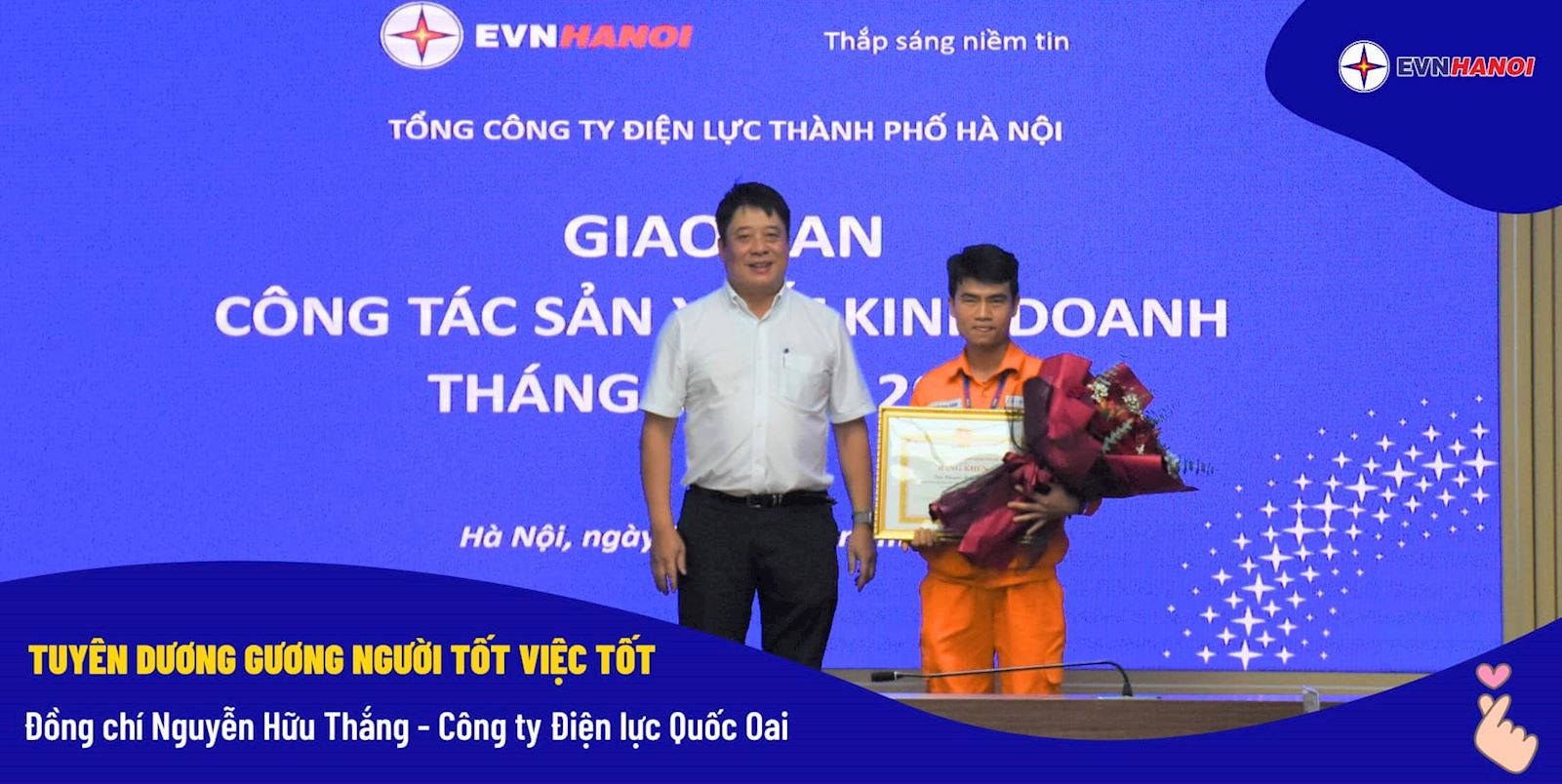 Tuyên dương Gương Người tốt Việc tốt của EVNHANOI quý 2 năm 2023