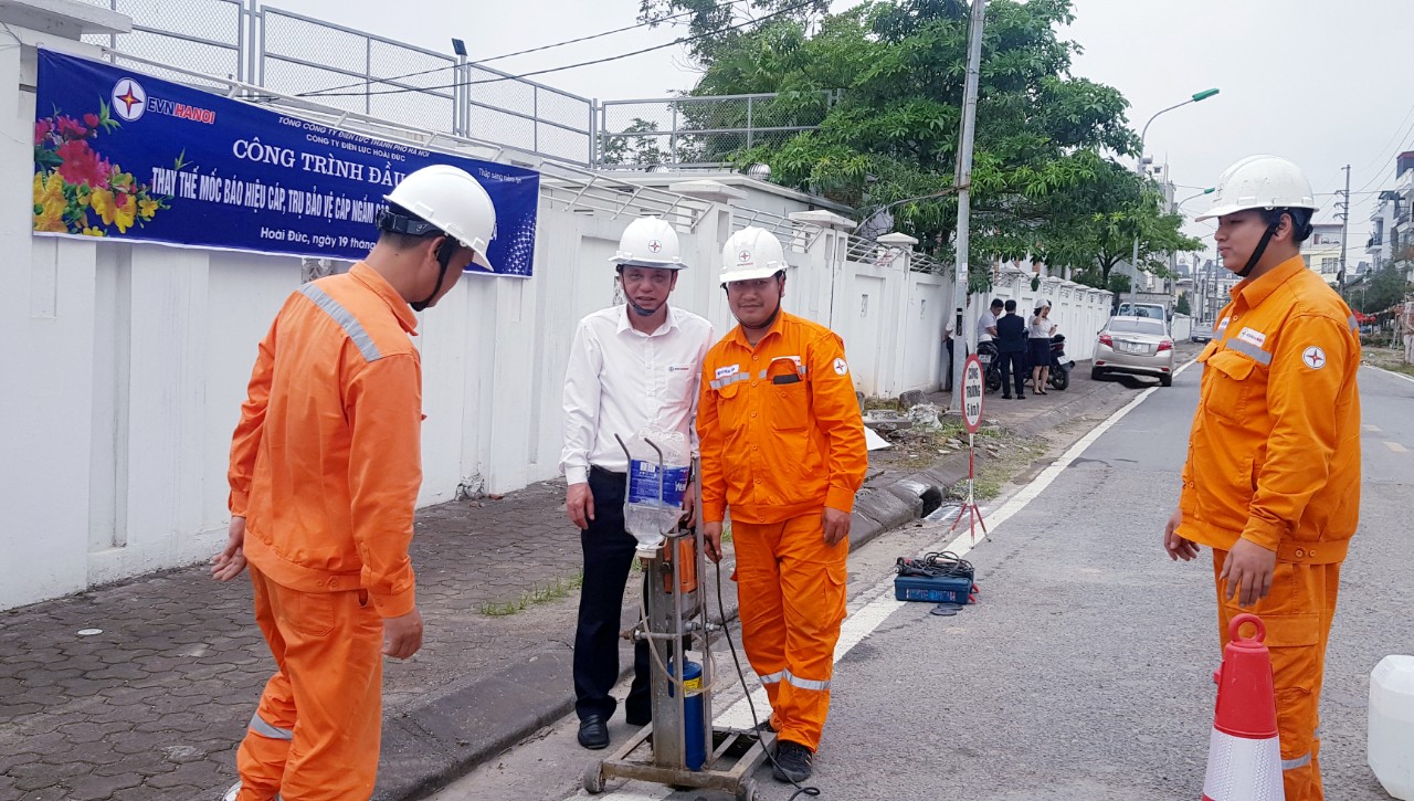 Mùa xuân trên Công trình đầu năm mới của Công ty Điện lực Hoài Đức 1