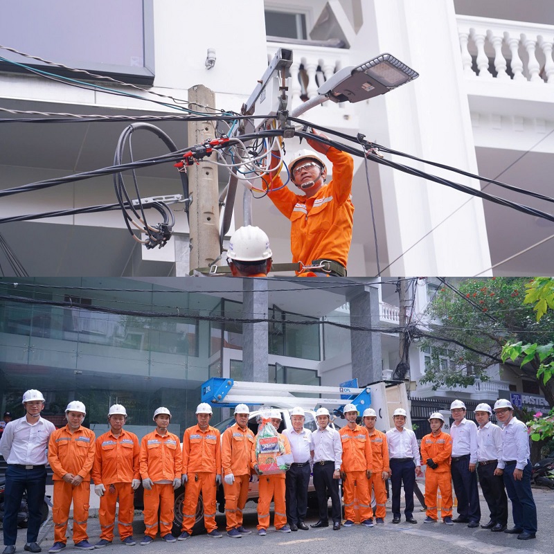 Chủ tịch EVNHCMC thăm công nhân đang thi công ngoài hiện trường 1