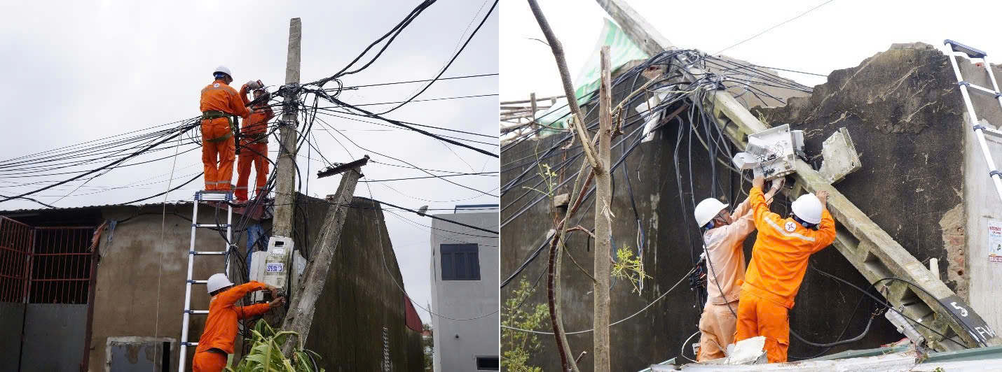 Công đoàn Điện lực Việt Nam đồng hành cùng thợ điện Thanh Hóa, Nghệ An khắc phục hậu quả bão số 10 1