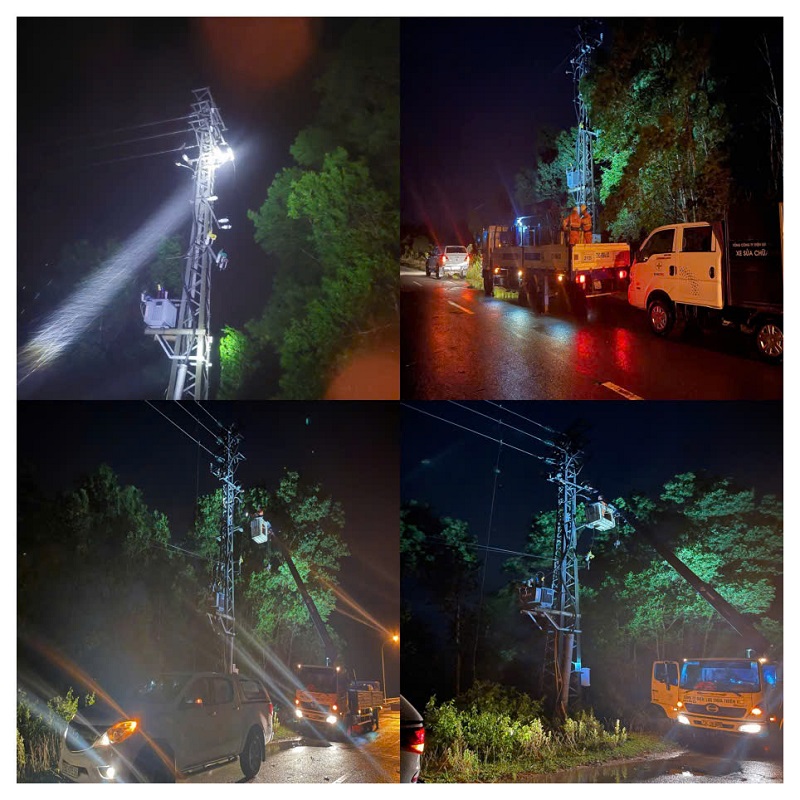 Công ty Điện lực Huế thăm hỏi động viên các đơn vị trực thuộc xử lý sự cố sau bão số 1