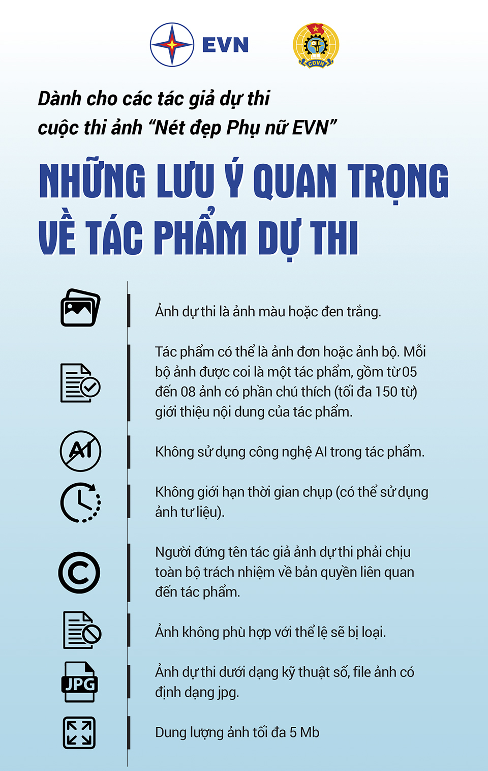 Cuộc thi ảnh “Nét đẹp phụ nữ EVN”: Những lưu ý quan trọng về tác phẩm dự thi