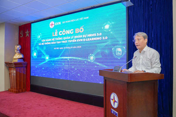 Lễ công bố Hệ thống Quản lý nhân sự HRMS 3.0 và Hệ thống đào tạo trực tuyến EVN E-Learning 2.0 6
