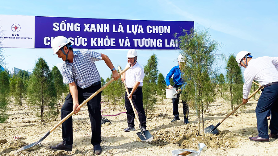 Người lao động Nhà máy Nhiệt điện Vĩnh Tân 4 ra quân trồng cây xanh, hưởng ứng Ngày Môi trường Thế giới và Tháng hành động vì Môi trường năm 2025 7