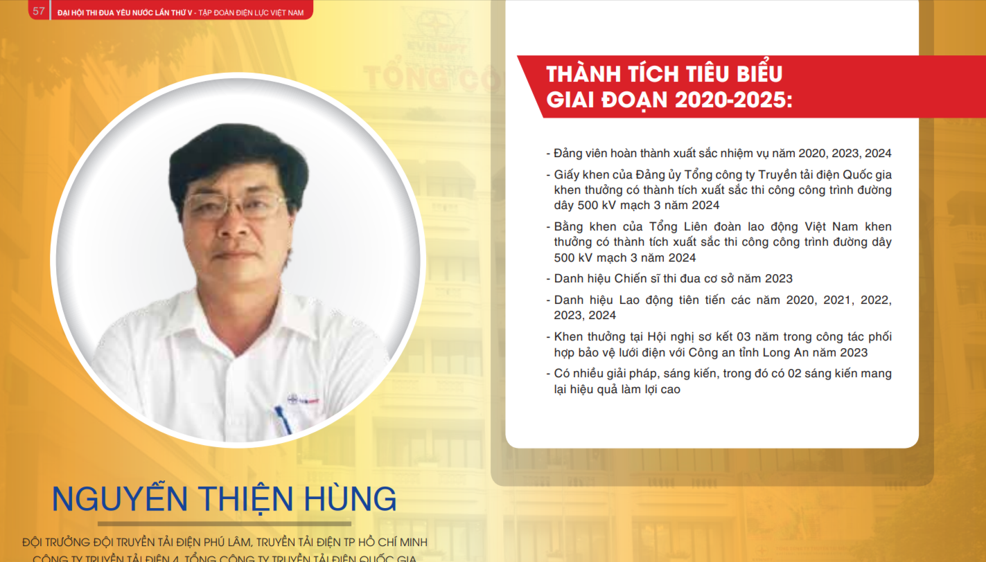 Nguyễn Thiện Hùng: Gương sáng 32 năm miệt mài cống hiến, một trong 77 điển hình tiên tiến ngành điện lực 2020-2025