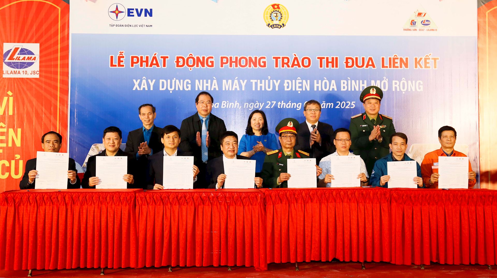 Phát động thi đua hoàn thành phát điện các tổ máy năm 2025 Công trình Nhà máy thủy điện Hòa Bình mở rộng. 6