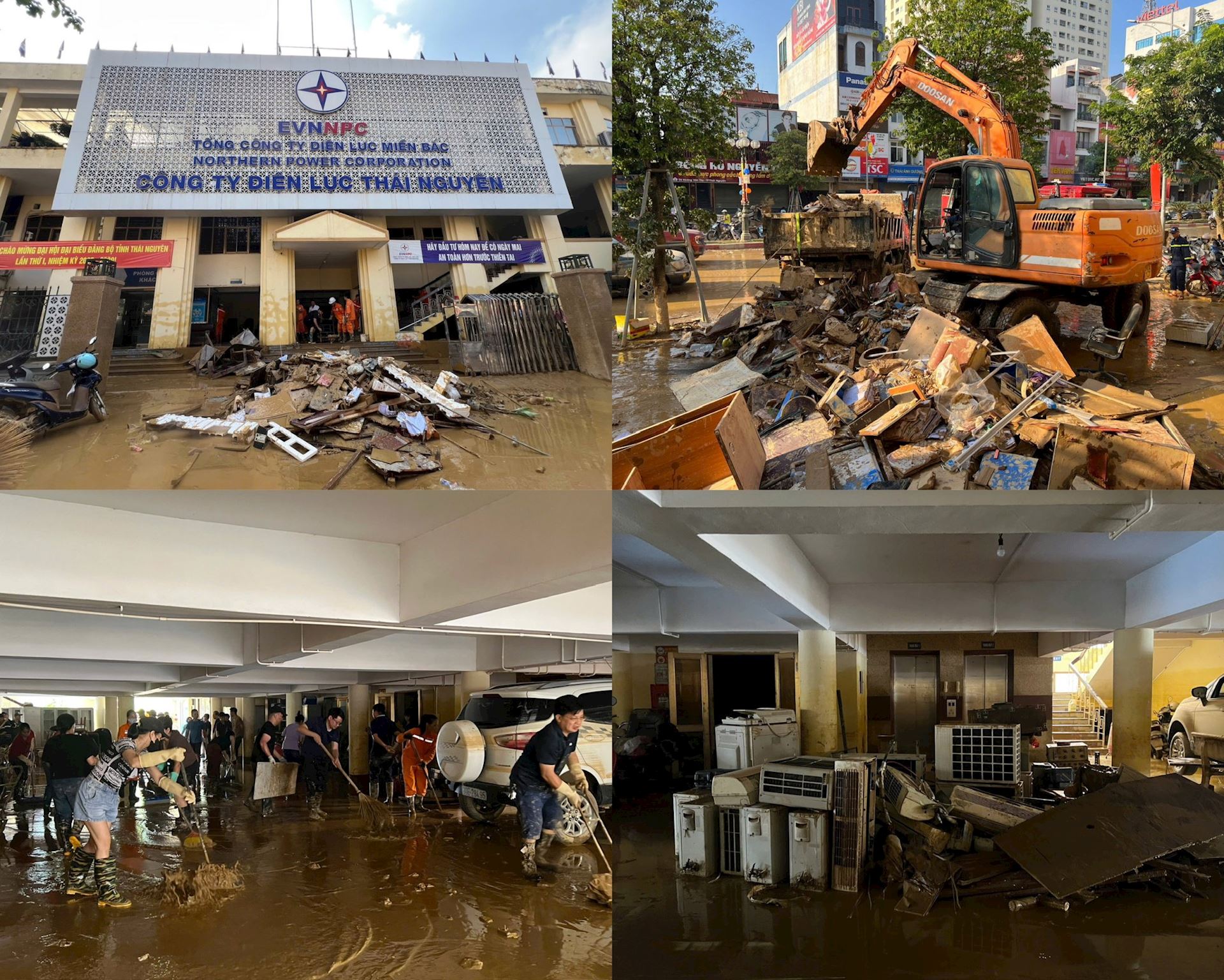 Phó Bí thư Đảng ủy EVN Nguyễn Hữu Tuấn trực tiếp thăm hỏi, động viên CBCNV PC Thái Nguyên đang khắc phục hậu quả mưa lũ 1