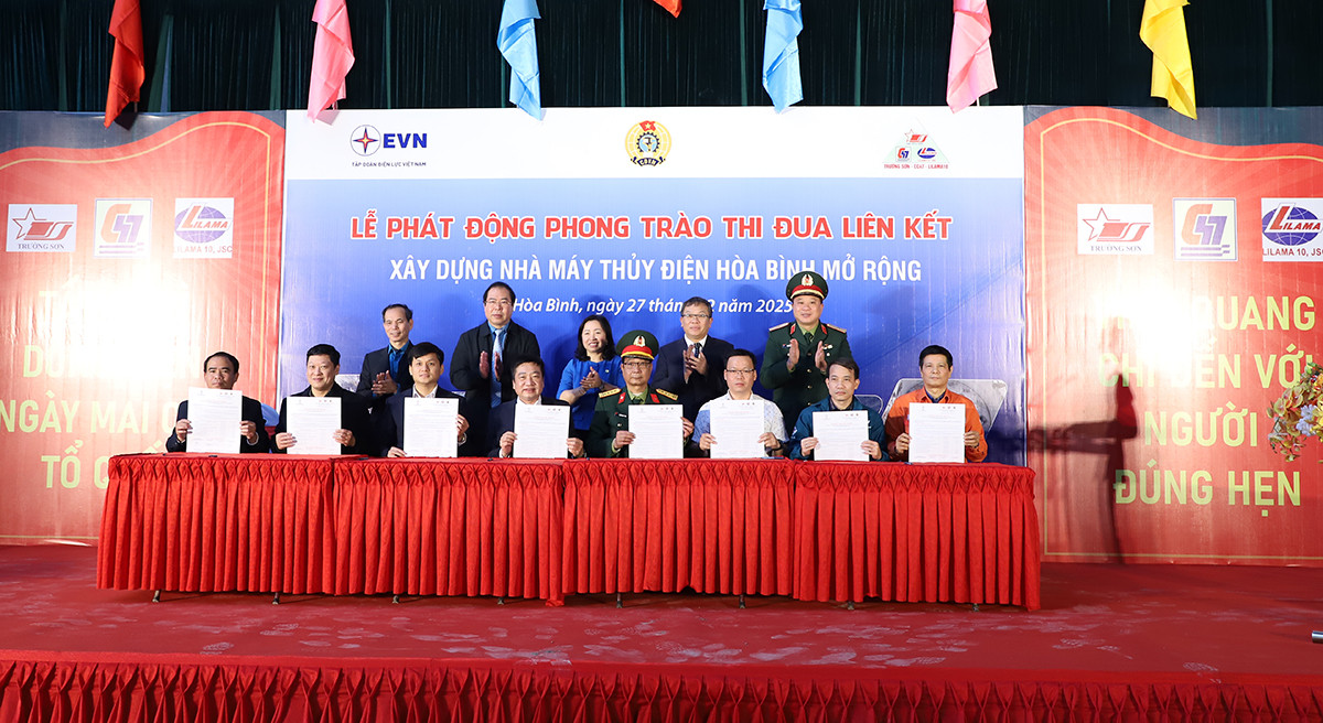 Xây nguồn sức mạnh nội sinh từ phong trào thi đua liên kết trên công trường Thủy điện Hòa Bình mở rộng 5