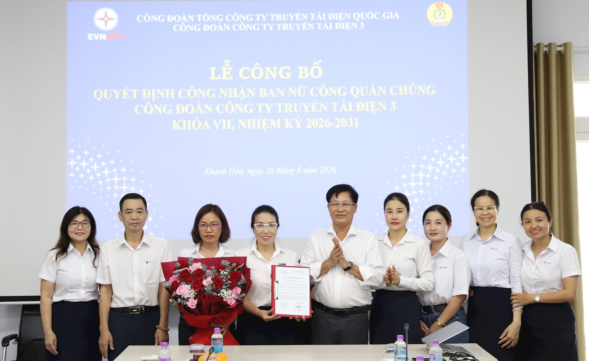 Công đoàn Công ty Truyền tải điện 3 công bố Quyết định công nhận Ban Nữ công quần chúng khóa VII, nhiệm kỳ 2026 - 2031 (29/06/2026) 1