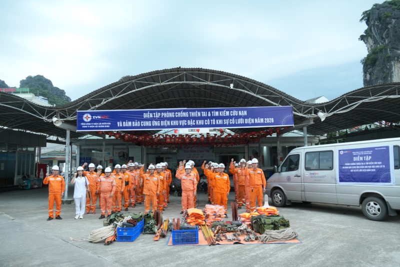 Công ty Điện lực Quảng Ninh diễn tập PCTT&TKCN năm 2026: Sẵn sàng bảo đảm nguồn điện cho vùng biển đảo Cô Tô - Vân Đồn 1