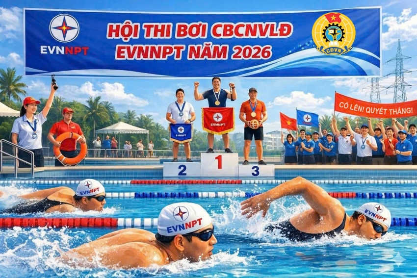 Lần đầu tiên EVNNPT tổ chức Hội thi bơi CBCNVLĐ
