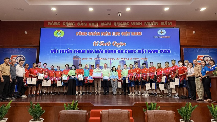 Lễ xuất quân Đội tuyển Công đoàn Điện lực Việt Nam tham dự Giải Bóng đá công nhân viên chức Việt Nam năm 2026 3