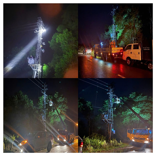 Công ty Điện lực Huế thăm hỏi động viên các đơn vị trực thuộc xử lý sự cố sau bão số 1