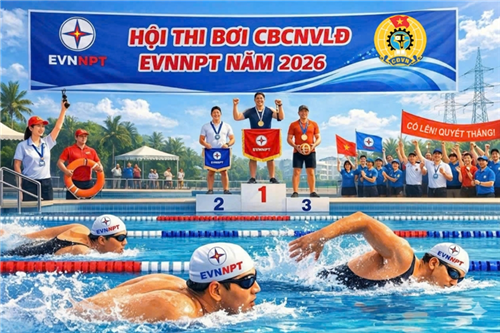 Lần đầu tiên EVNNPT tổ chức Hội thi bơi CBCNVLĐ