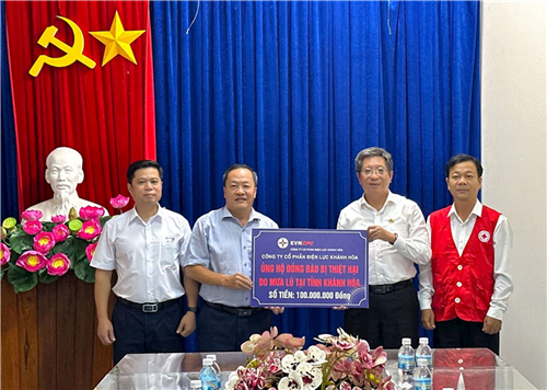 Công ty Cổ phần Điện lực Khánh Hòa (KHPC) ủng hộ 100 triệu đồng hỗ trợ đồng bào bị thiệt hại do mưa lũ 