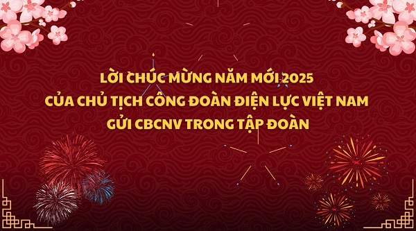 Chúc mừng năm mới Xuân Ất Tỵ 2025 của Chủ tịch Công đoàn Điện lực Việt Nam