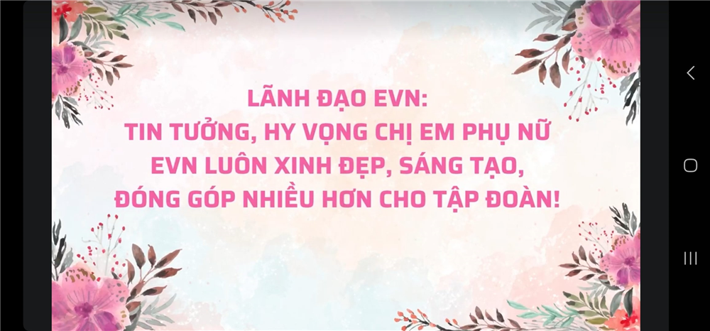 Lãnh đạo EVN: Tin tưởng, hy vọng chị em phụ nữ EVN luôn xinh đẹp, sáng tạo, đóng góp nhiều hơn